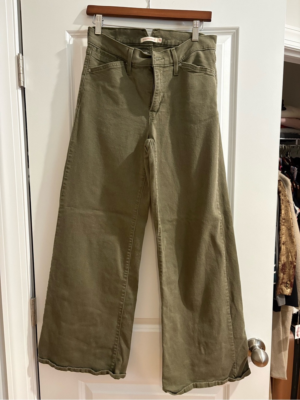Levi's Olive Green High-Rise Wide-Leg Jeans